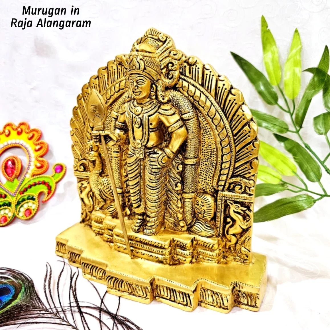 Murugan in Raja Alangaram Brass Antique Finish Lord Murugan Back full frame - secondary